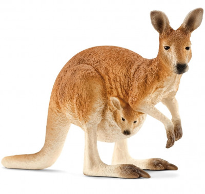 Большой рыжий кенгуру с детёнышем фигурка Schleich